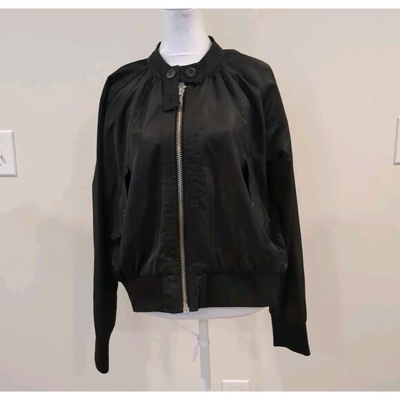 Free People Womens M Whimsigoth Bomber Jacket Midnight Black Streetwear Grunge - Picture 2 of 15